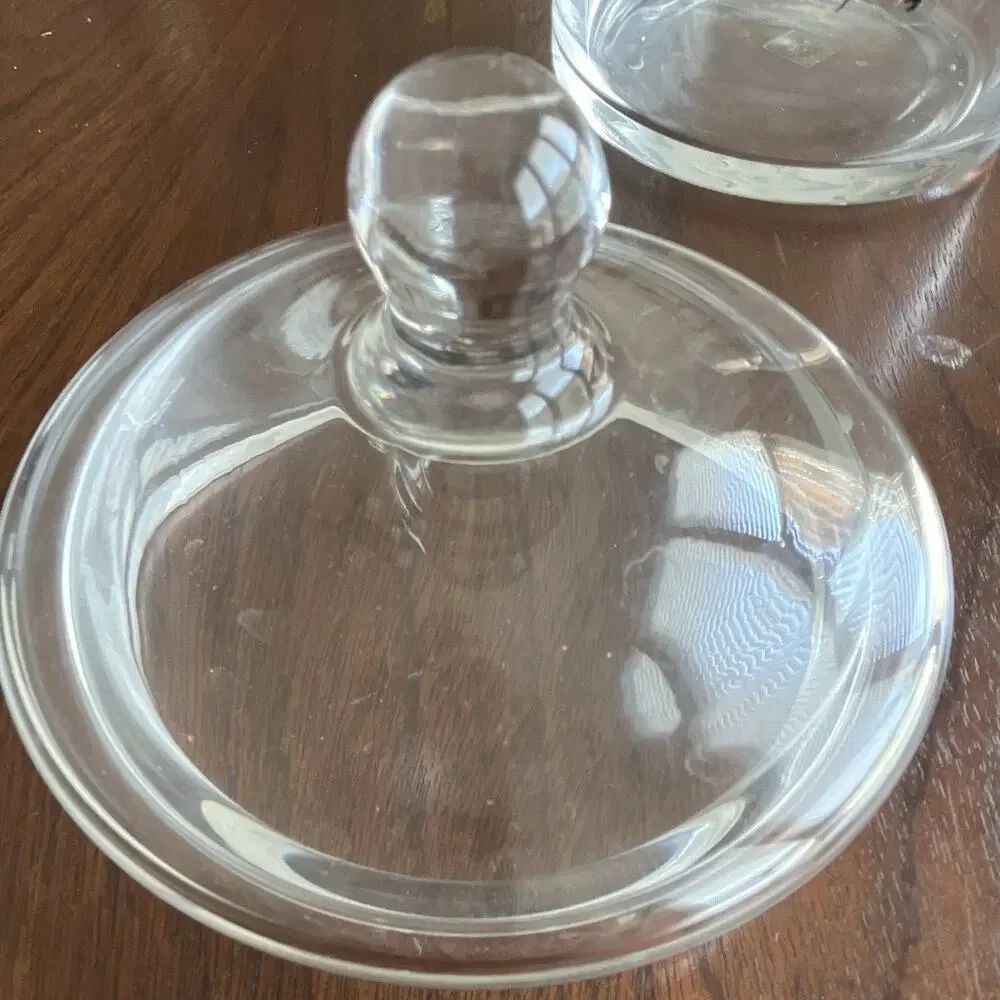 Denizli Handmade Clear Glass Round Canister with Lid, Made in Turkey